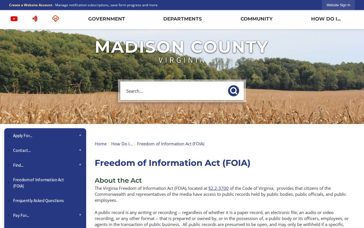 Madison County 72 hour release records and FOIA instructions