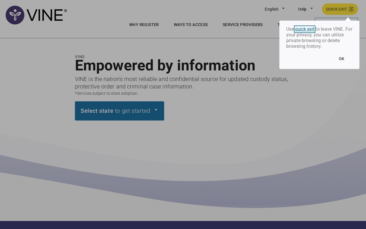 VINELink release notification service for Madison County inmate checks
